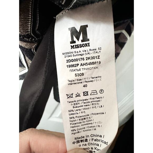 Missoni Black White Chevron Zig Zag Sweater Knit Iconic Midi Dress 40 Wool Blend - Picture 10 of 11